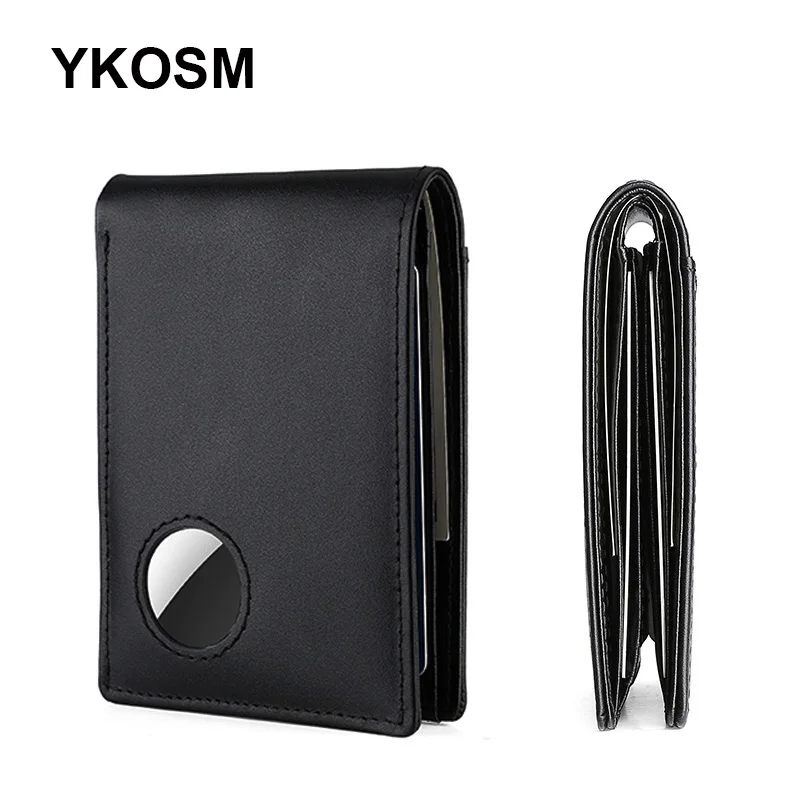 New Airtag Wallet Luxury Genuine Leather ID Credit Card Holder RFID Blocking Slim Wallet Anti-lost Business Men Folding Purse