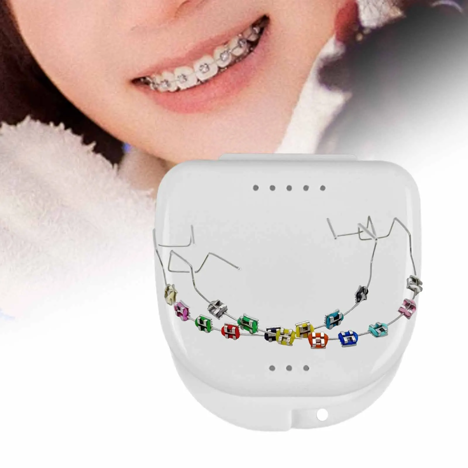 다채로운 유행 교정기 구강 교정기 패션 금속 와이어 임시 치아 교정기 보관 상자가있는 컬러 지시점