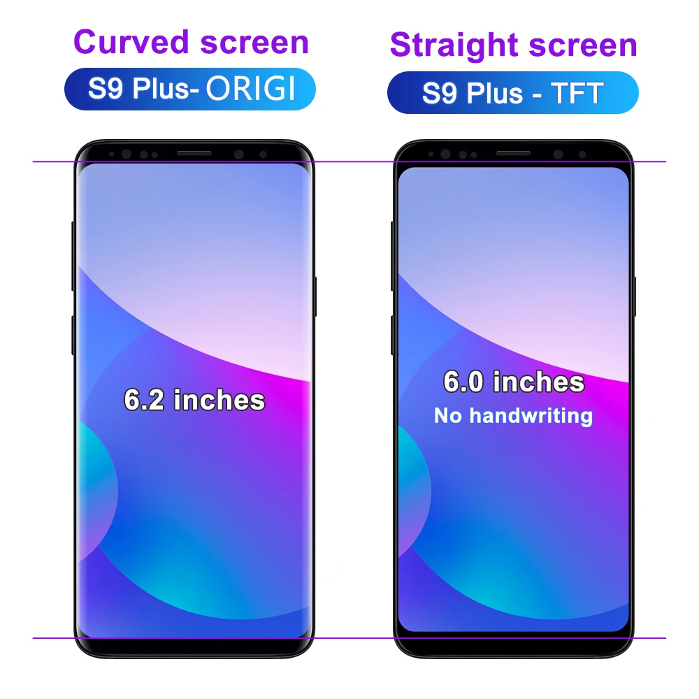 100% Tested TFT For Samsung S9 Plus G965 G965F LCD Display Touch Screen with Frame, For Galaxy S9+ Display Replacement