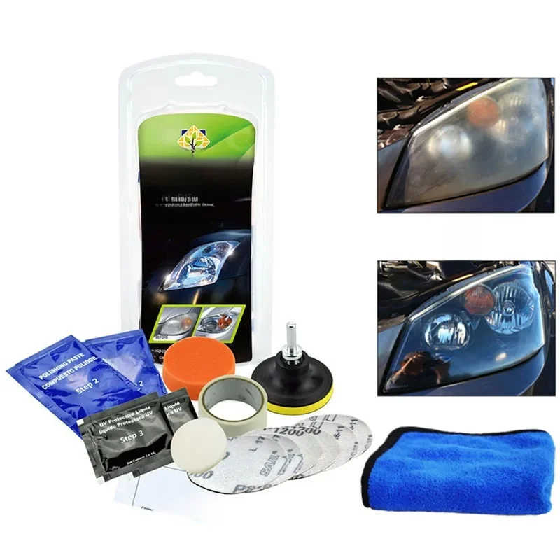 Car Headlight Polishing Kit DIY Headlight Restoration Oxidation Yellowing Scratch Remover Head Light Cleaner Polishing Paste