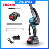 21V 6-Inch Mini Chainsaw Powerful Cordless Rechargeable Handheld Small Electric Saw 7500mAh Battery Pruning Garden Tool