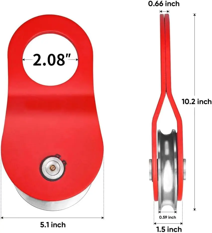 RUGCEL WINCH 10T Heavy Duty Recovery Winch Snatch Block, 22000lb Capacity,Towing Pulley Blocks,Heavy Duty Offroad Recovery Acces