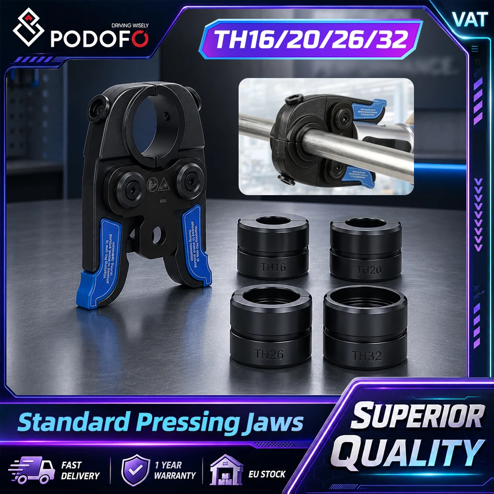 Podofo Juego de 5 piezas de alicates de prensado TH16-20-26-32MM, accesorio de herramienta de crimpado 4 en 1, alicates profesionales ligeros para tubos de aluminio, tubos de plástico, tubos PEX