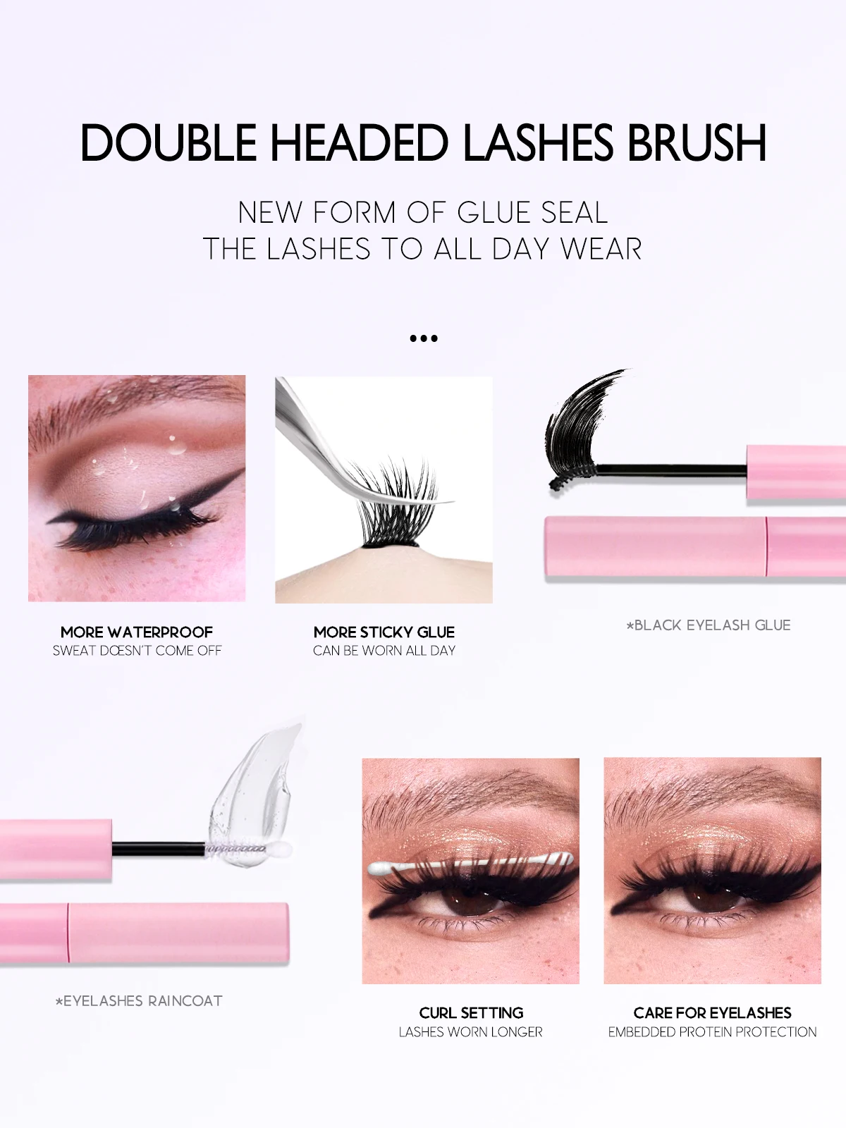 GROINNEYA Clusters Lash kit Cat Eye Lashes Extension Kit DIY Mixed Length with Lash Bond and Seal And Tweezers Makeup Set