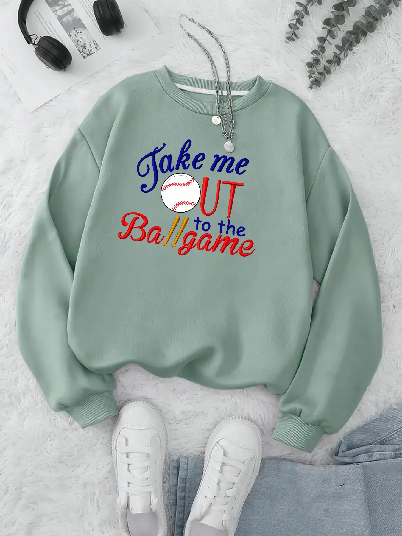 

2024 Autumn Winter Fake Me Ut To The Baseball Ballgame Casual Sweatshirts Streetwear Hiphop Fashion Funny Sports Hoodies