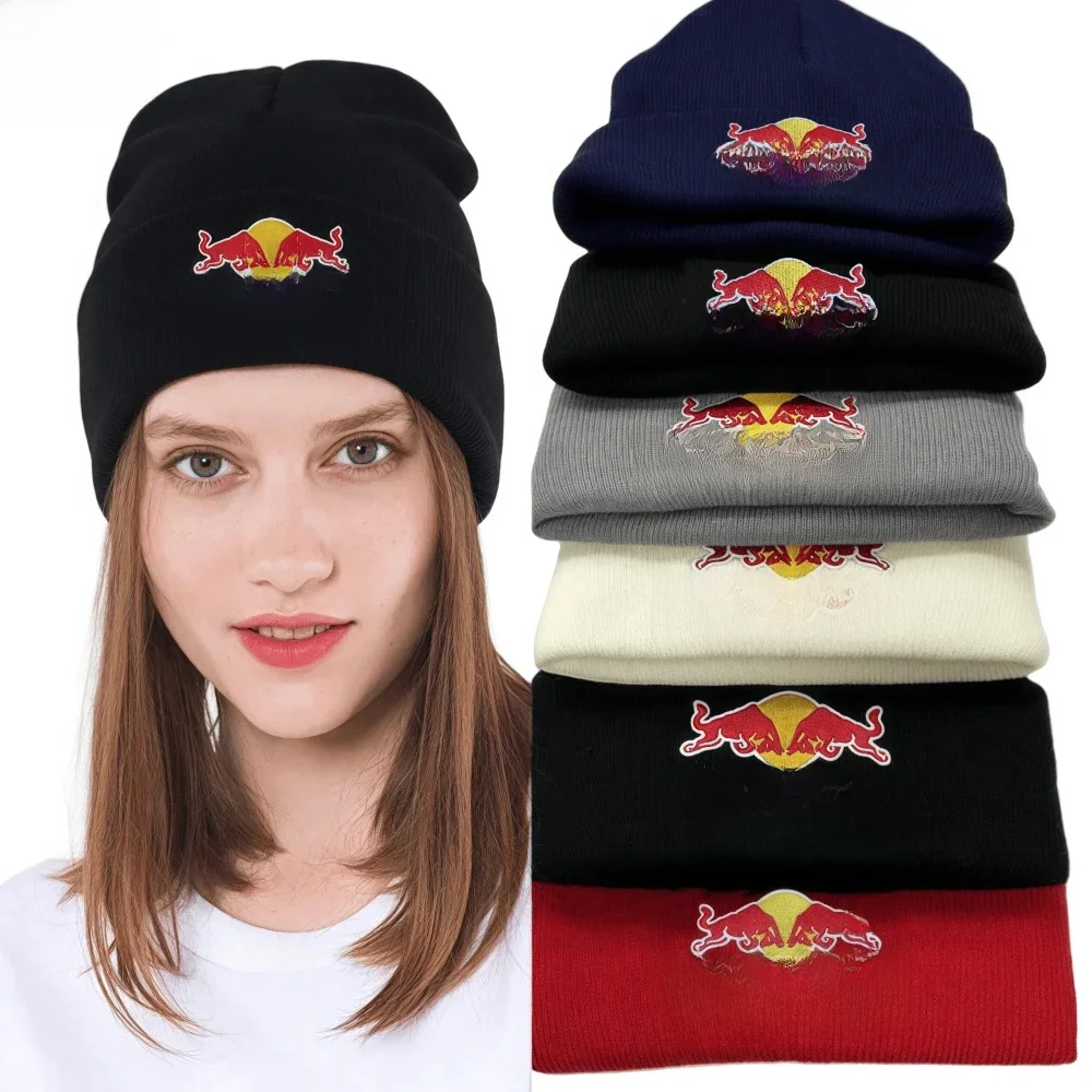 AliExpress Men's and Women's Autumn/Winter Fashion Red Bull Sports Hat Embroidered Red Bull Beanie Hat Warm and Soft Red Bull Knitted Hat