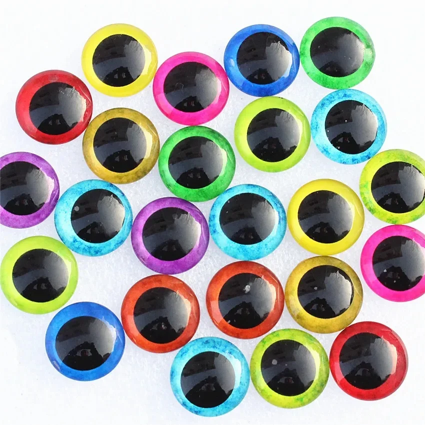 6mm 8mm 10mm 12mm 20mm Losowe Mieszane Oczy dla Lalek i Zabawek Wzór Okrągłe Szklane Kaboszony Płaski Spód Zdjęcie DIY Akcesoria do Tworzenia Par — zdjęcie 2