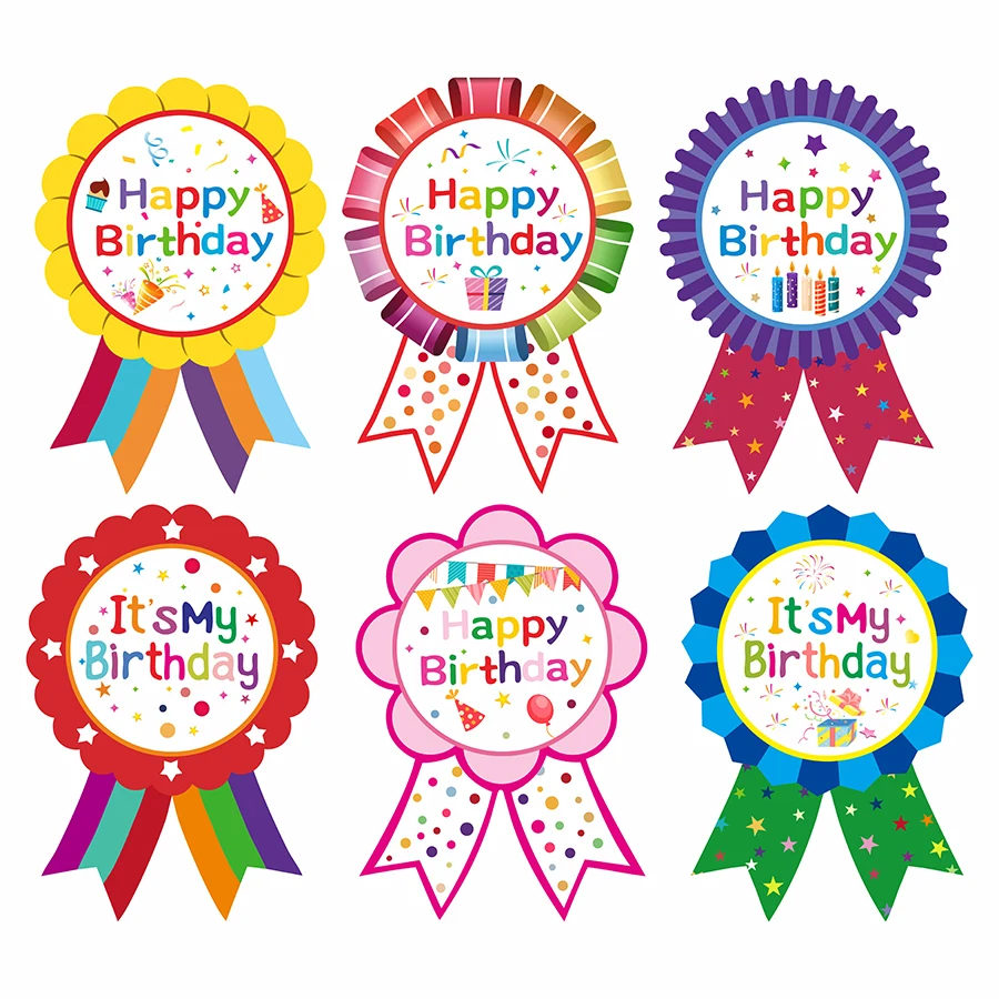 

60 шт. Яркие наклейки на день рождения — красочная лента и дизайн торта, идеально подходят для украшения вечеринок, подарков и использования в классе