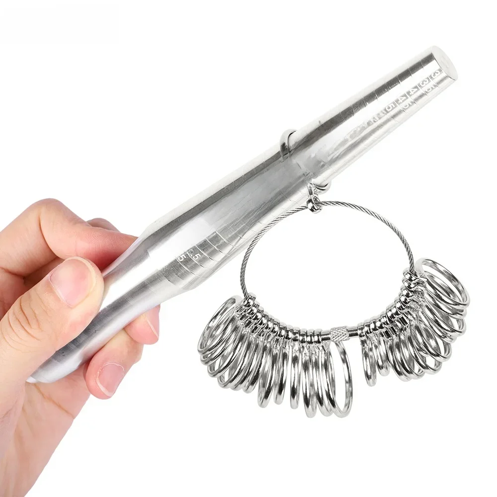 PHYHOO Russian Metal Ring Sizer Set Measuring Ring with Rings Mandrel Sizer Finger Sizing Measuring Stick Ring Jewelry Tools Set — zdjęcie 2