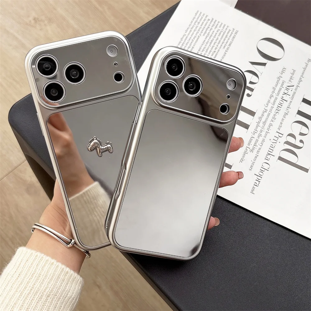 

Luxury 3D Pony Mirror Phone case for iPhone 16 Pro Max 13 14 15 Pro 17 Cases Cute Shockproof Back Cover For Apple 17 Max Fundas