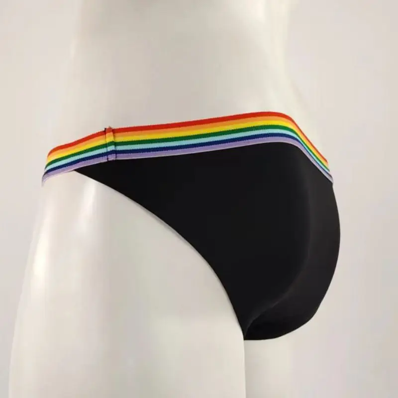 Mens G743B String Pouch Bikini 3/4 Back Soft Jersey rainbow color waist