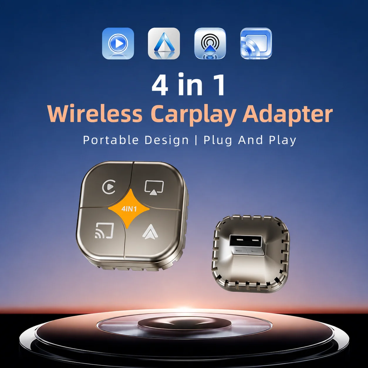 TrolinkTek 4 w 1 Bezprzewodowy Adapter CarPlay Inteligentny System Samochodowy Android Auto Connect Airplay Mirror Link Szybkie Połączenie Ekranu