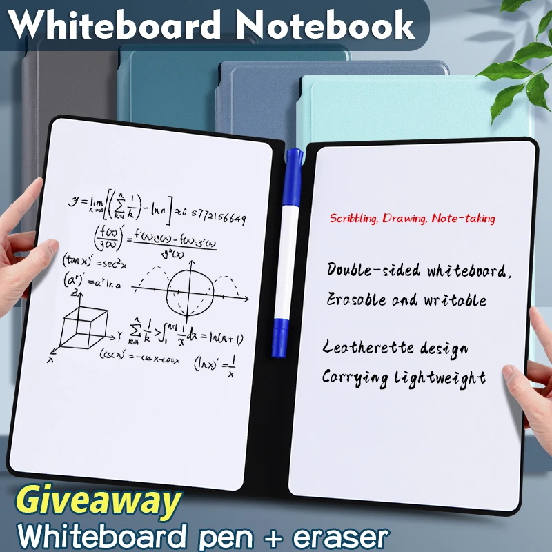 A5 Reusable Whiteboard Notebook Set With Whiteboard Pen Erasing Cloth Leather Memo Pad Weekly Planner Portable Notebooks Office