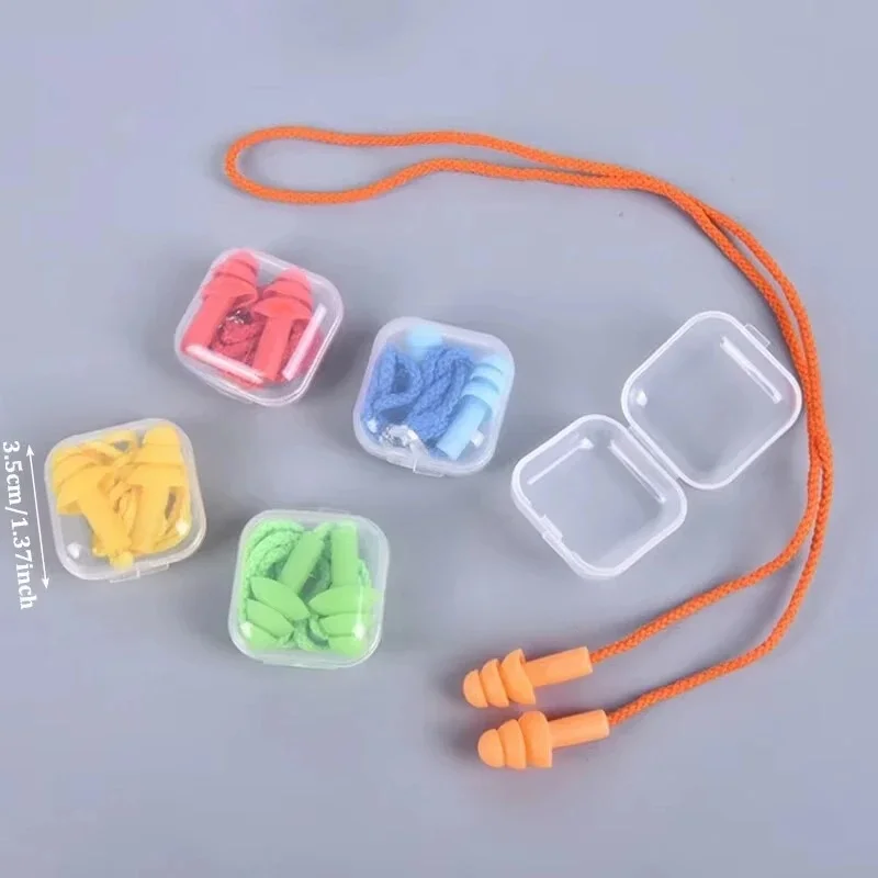 Bouchons d'oreille en Silicone, 1 pièce, bouchons d'oreille de sommeil, réduction du bruit, bouchons d'oreille de natation avec corde pour la plongée sous-marine