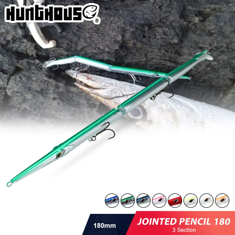 Leurre de pêche articulé Hunthouse 180, 3 sections, 180mm/22g, Swimbait coulant à pointe fine, artificiel pour eau salée, pour la pêche au bar
