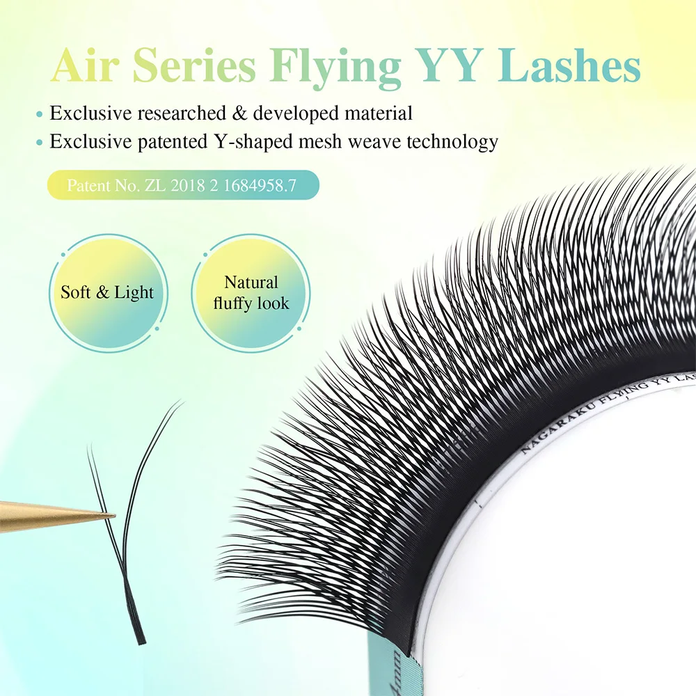 NAGARAKU Flying YY Wimpernverlängerungen Air Serie Fox Soft Natural Brazilian Volume Premium Mink Mega – Detail 2