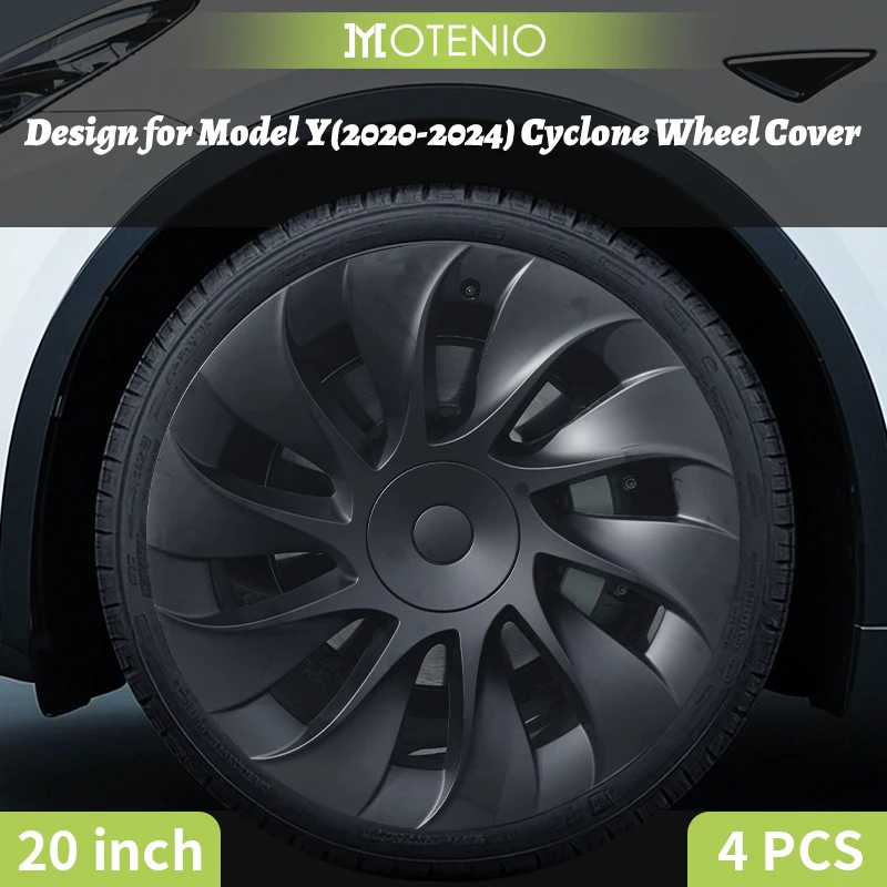 Kołpaki do Tesla Model Y 2020–2024 – Styl Cyklon, 4 sztuki, 20 cali, Zamienne Akcesoria Samochodowe
