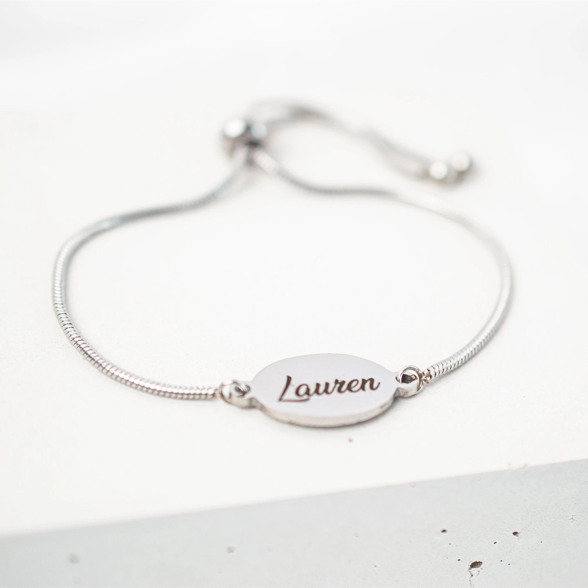 

Adjustable Box Chain Name Bracelet Customize Bracelet Engraved Oval Bracelet Gift for Her Christmas Gift For Women Jewelry