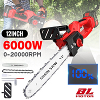 6000W 12 Inch Brushless Electric ChainSaw Cordless Battery Saw Garden Woodworking Power Tool For Makita 18V Battery