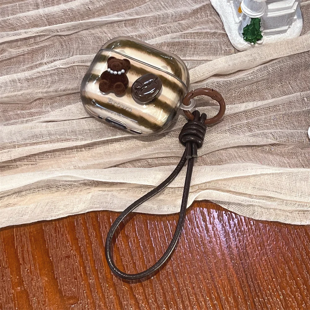 

Korean INS Coffee Bean Earphone Case Cover for Apple Airpods 4 3 2 Pro 2 Pro 3 Cover Headphone Charging Case Cute Cases Funda