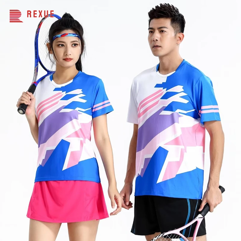 

Tennis Clothes For Men Women 2024 Badminton Short Sleeve Shirt Family Training Ping Pong Jersey Moisture-Wicking Athletic Tees