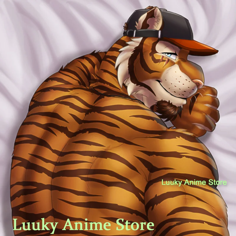 Dakimakura Anime Coach Night Tiger Furry Double Sided Print Life-size Body Pillow Cover