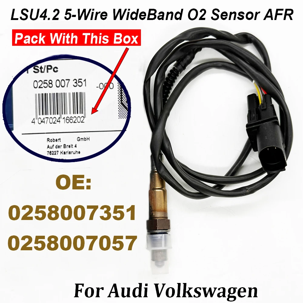 New 0258007351 Lambda Oxygen Sensor For Skoda 99-05 VW jie da 1.8L-L4 Part No# 0 258 007 351 1K0998262D