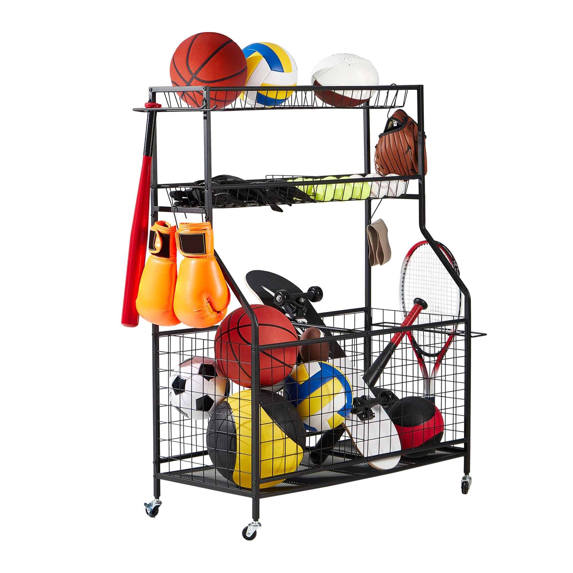 Garage Rolling Sports Equipment Utility Organizer, Storage System For Tools, Sports, Household, Pool Supplies