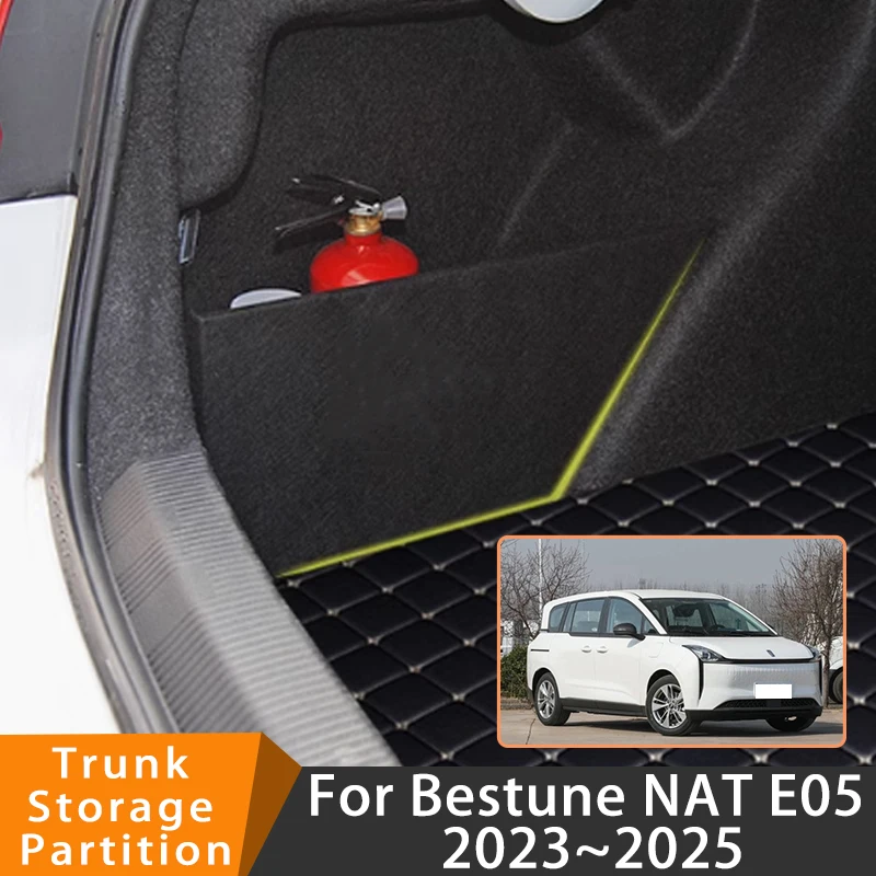 

Auto Accessories For Bestune NAT E05 2023~2025 2024 Car Upgrade Organizer Trunk Side Partition Trunk Interior Storage Box Parts