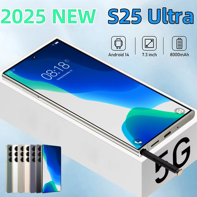 

2025 HOT s25 ultra 7.3inch HD Global Edition Original Smart Dual Card 16GB+768GB 8000mAh Battery Facial Recognition Function 5g