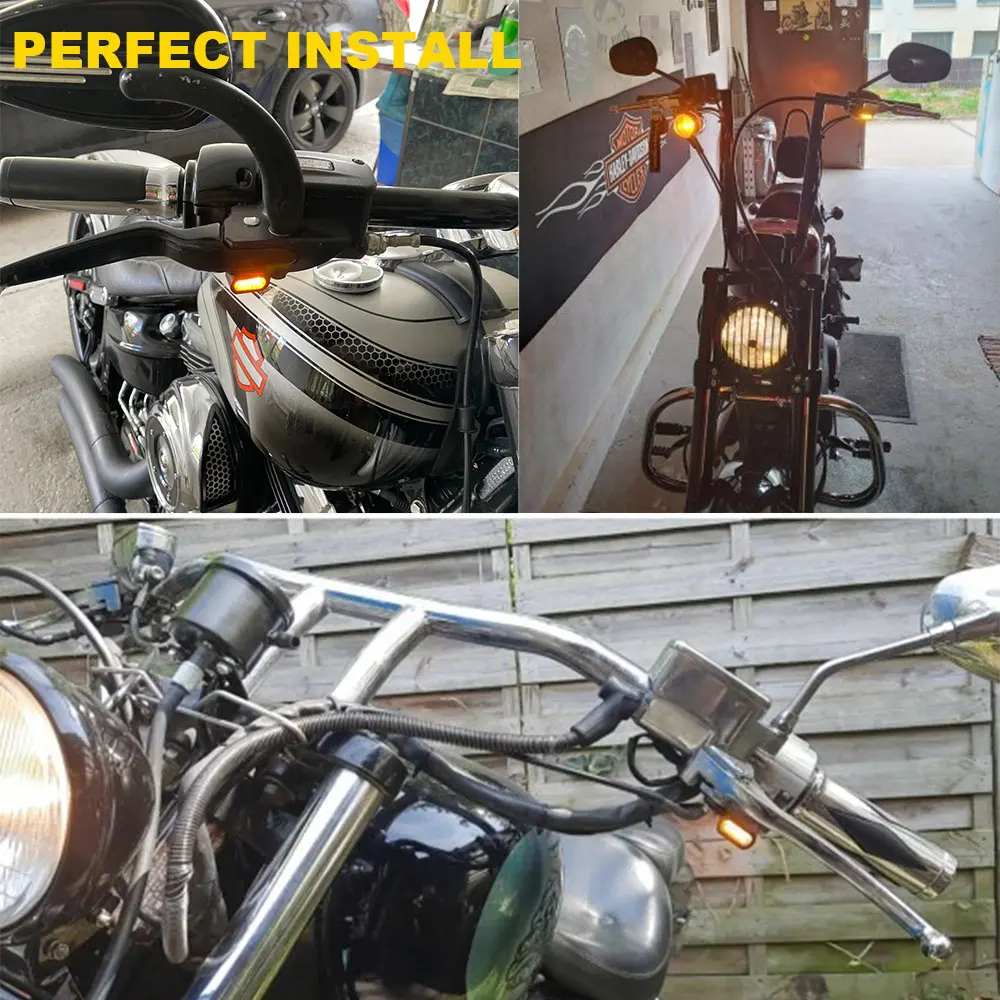 2X Motorcycle LED E Mark Turn Signal Light Amber Indicator Run Mini Lamp For Harley Touring 09-20 Sportster 04-20 Softail 15-20