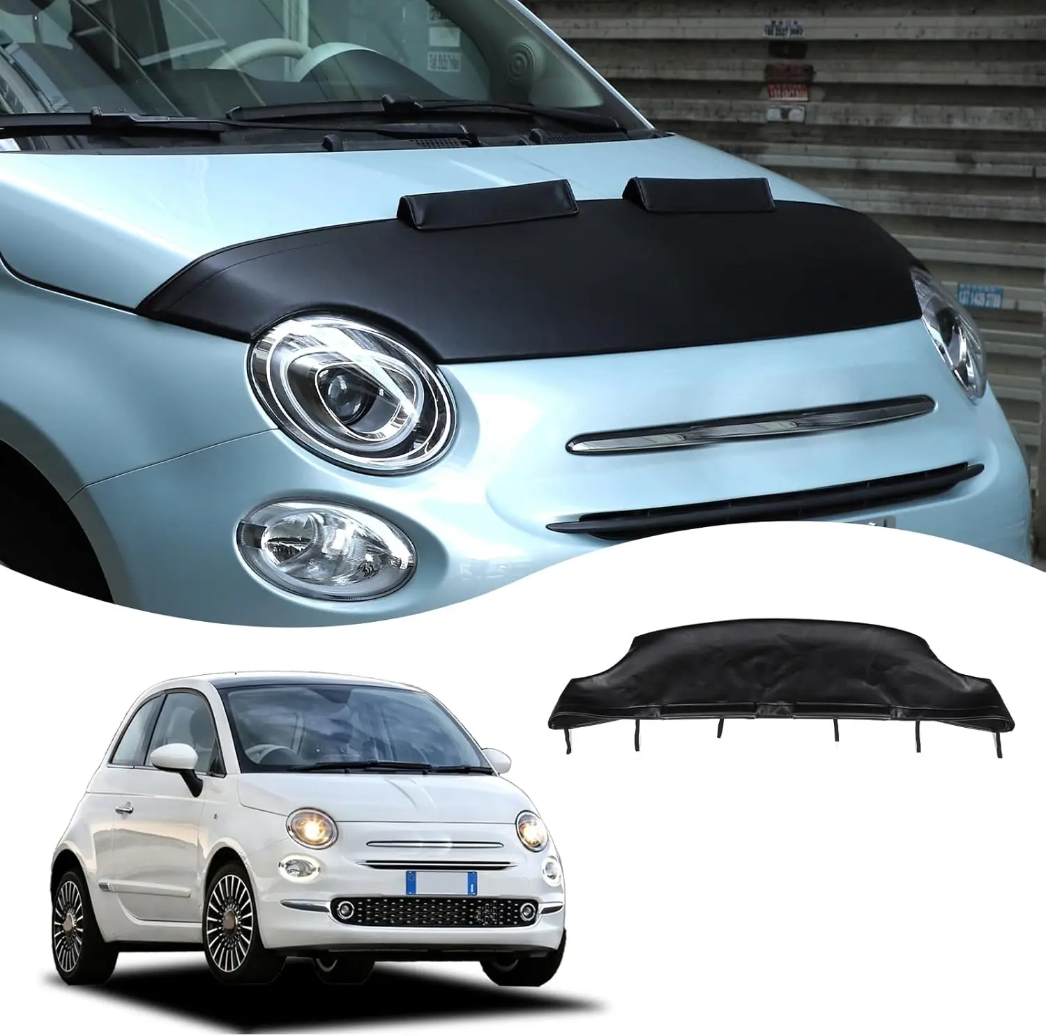 

1 шт. Защитный чехол из искусственной кожи для капота автомобиля от песка и камней, аксессуар для Fiat 500 2007-2024