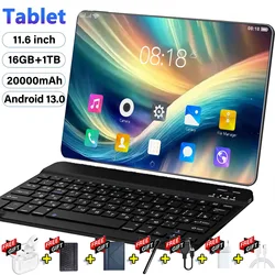 Tablette Android 2024, version globale, 16 Go + 1 To, nouveau réseau, 20000 pouces, 14 cœurs, WiFi, 11.6 mAh, 13.0