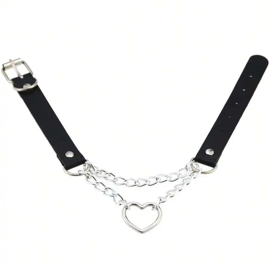 Yanxyad Leder-Halsband-Halskette, Herzform, Gothic-Punk-Rock-Halskette, Halsbänder für Valentinstag, Mutter, Mutter, Muttertag – Detail 5
