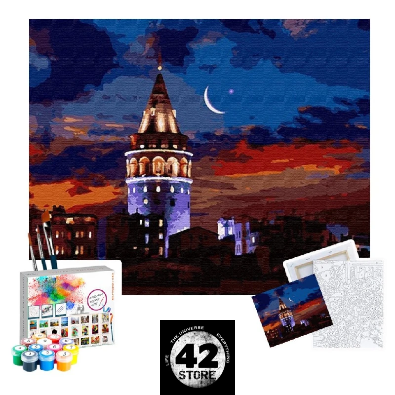 

Painting By Numbers Set On 40 x 50 cm Canvas Chassis Galata tower Tabdiko