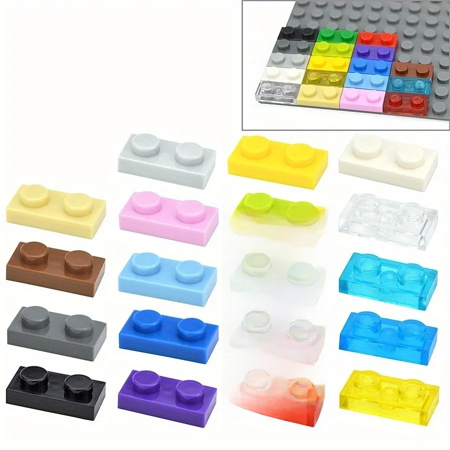 1x2 Punkte 100PCS Farbe Pädagogisches Kreative kompatibel 3023 Größe MOC Bausteine Dünne Zahlen Ziegel Spielzeug für Kinder