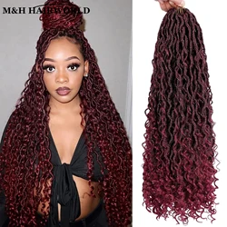 Faux Locs Crochet Hair Extensions para Mulheres Negras, Encaracolado Trança, Deusa Soft Locs, Tranças Sintéticas