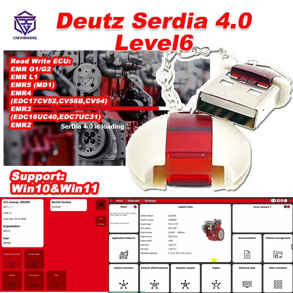 

New Deutz SerDia 2010 4.0 15.08.00 One Year Serdia2010 Class 6 License For Deutz ECU Read Write EMR G1/G2/L1 EMR5 MD1 EMR4/3/2