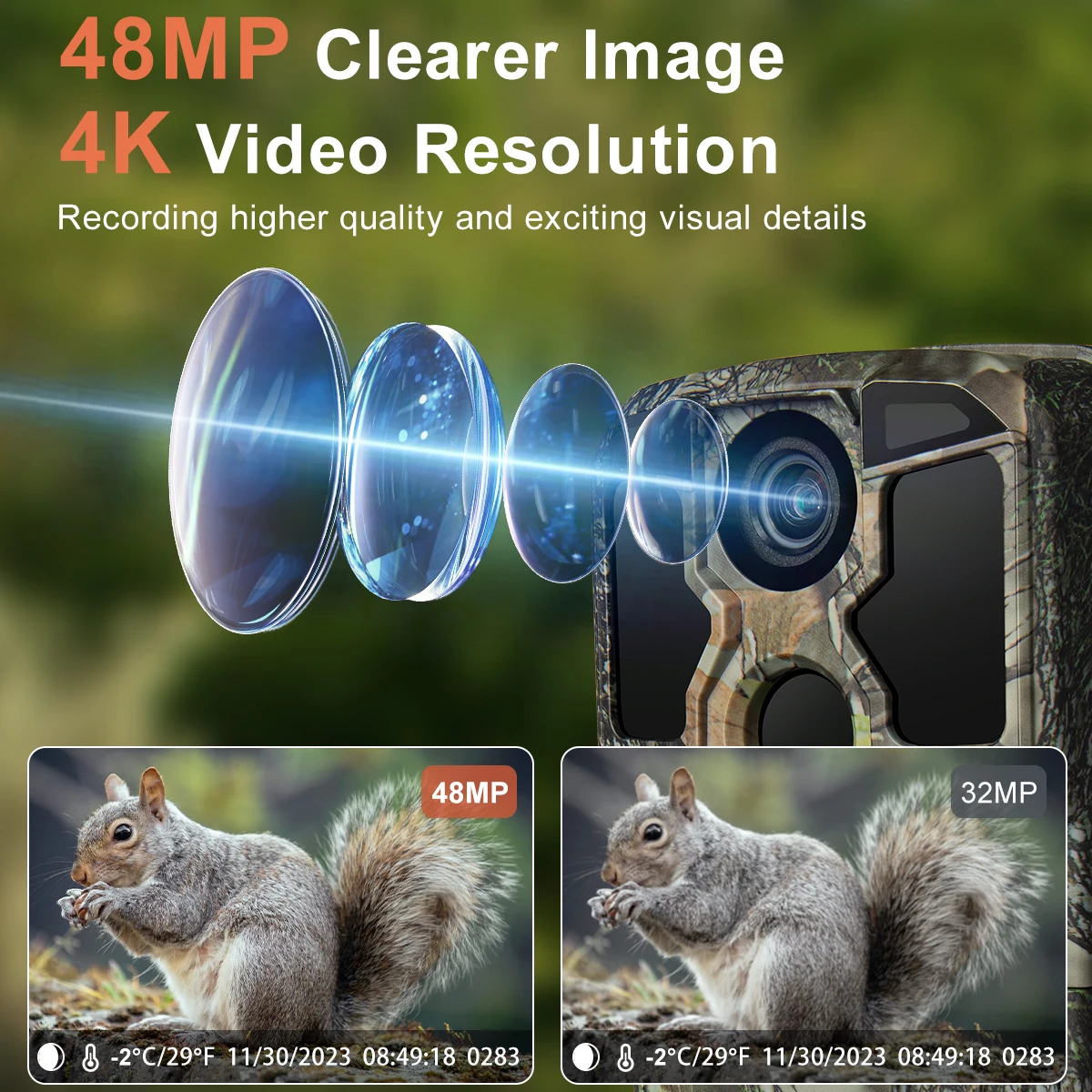 Trail Camera WiFi 4K 48MP Infrared Night Vision 0.05s Motion Activated Trigger Wildlife Photo Traps IP67 Waterproof Wild Camera