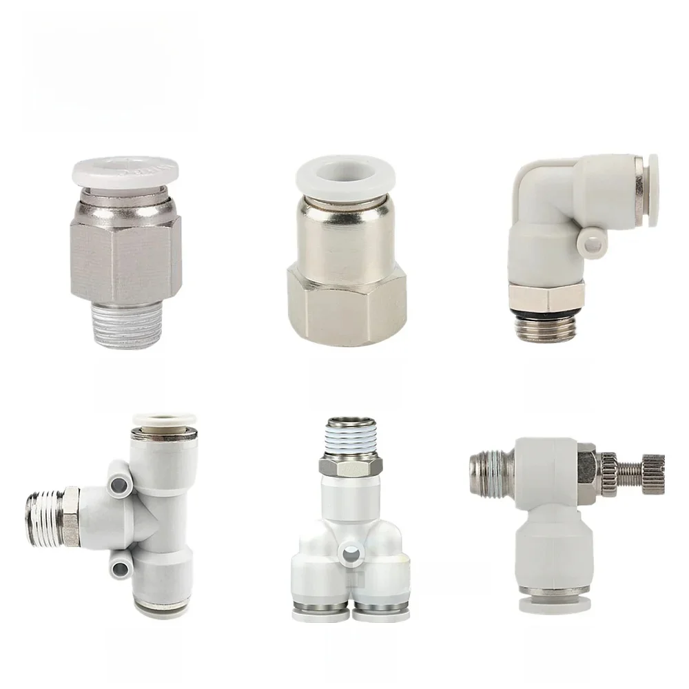 Connecteur pneumatique raccord de tuyau en plastique blanc filetage mâle PC/PCF/PB/PL/PX/SL raccords rapides de tuyau d'air 12/10/8/6/4mm 1/4 1/2 1/8