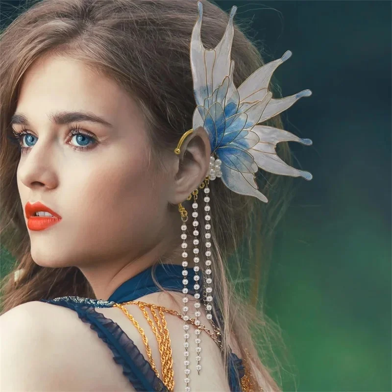 Vrouwen Fee Oorbellen Mooie Clip op Zeemeermin Oorbellen Prinses Kwastje 2 stks Oorbellen Mode Oorbellen Rollenspel Accessoires - afbeelding 2