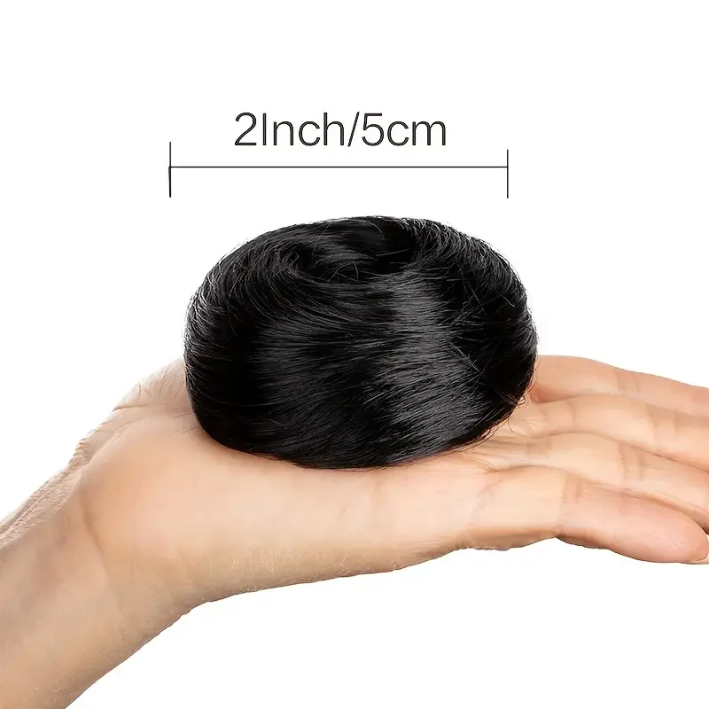 Straight Synthetic Messy Bun Hair Piece Natural Looking Chignon Hair Extension With Mini Rubber Band Scrunchies Donut Wig Hair