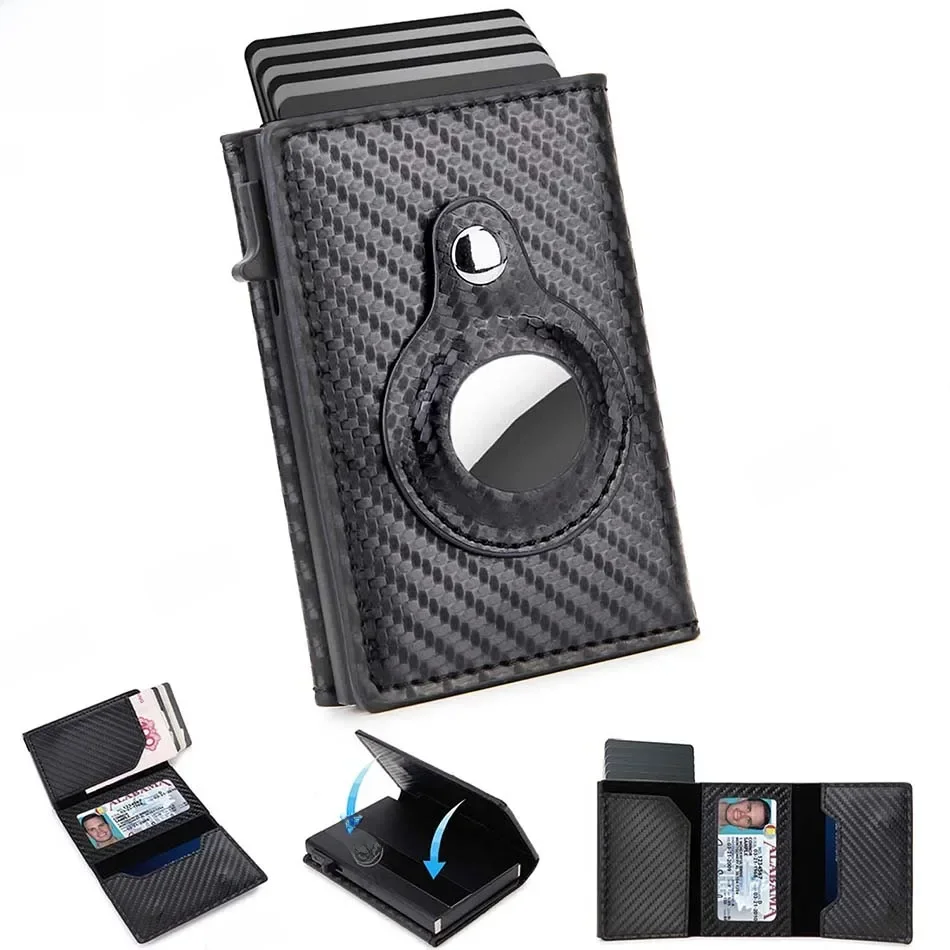 Portfele męskie na kartę kredytową Rfid do Airtag Slim Thin Bank Cardholder Case Travel Minimalistyczny portfel do Apple Air Tag Tracker — zdjęcie 2