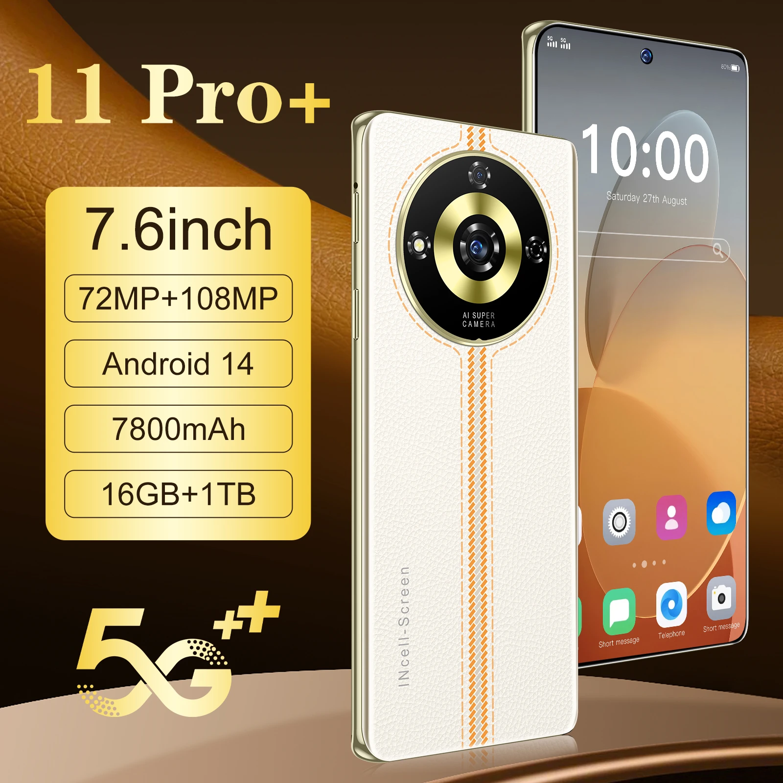 11 Pro+ 2024 Smartphone 7.6 inch Full Screen 4G/5G Cell Phone 16TB+1TB 7800mAh Mobile Phones 108MP Global Version Celulares