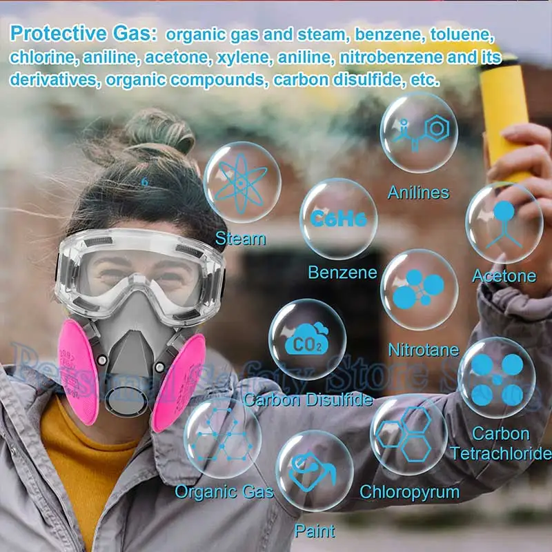 6200 Dust Gas Mask 2097 2091 Safety Goggles Dust Polishing Cutting Fiber Welding Fume Organic Activated Carbon Antivirus Mask
