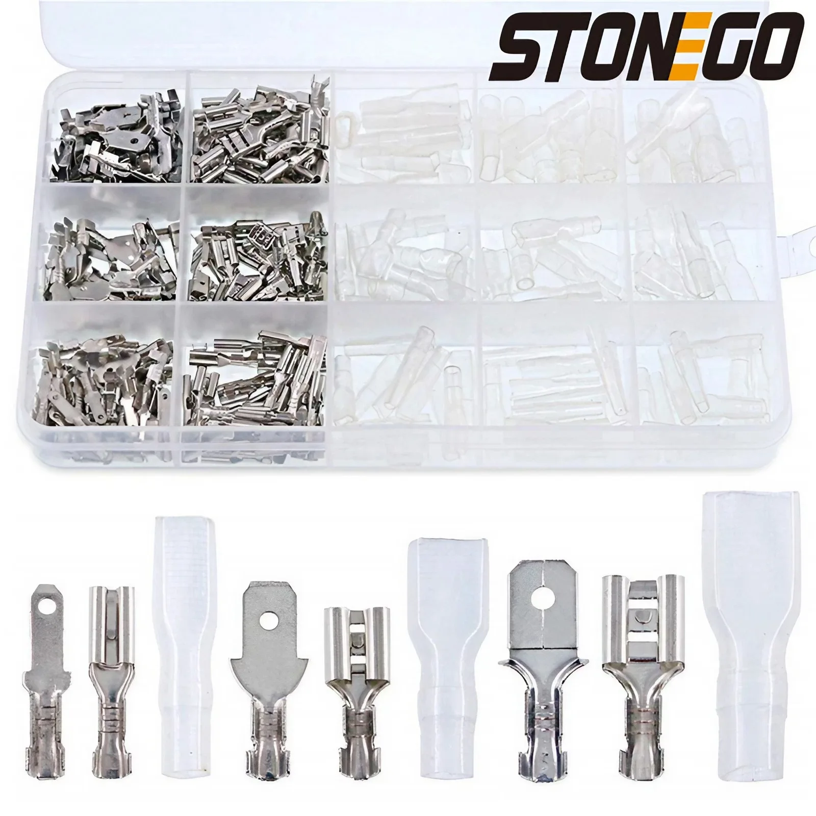 STONEGO 180PCS/270PCS Electrical Wire Crimp Terminal Connector Male Female Spade Assorted Kit