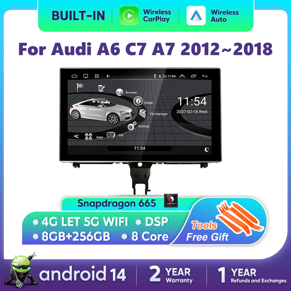 Reproductor Multimedia Android 14 Carplay para coche Audi A6 C7 A7