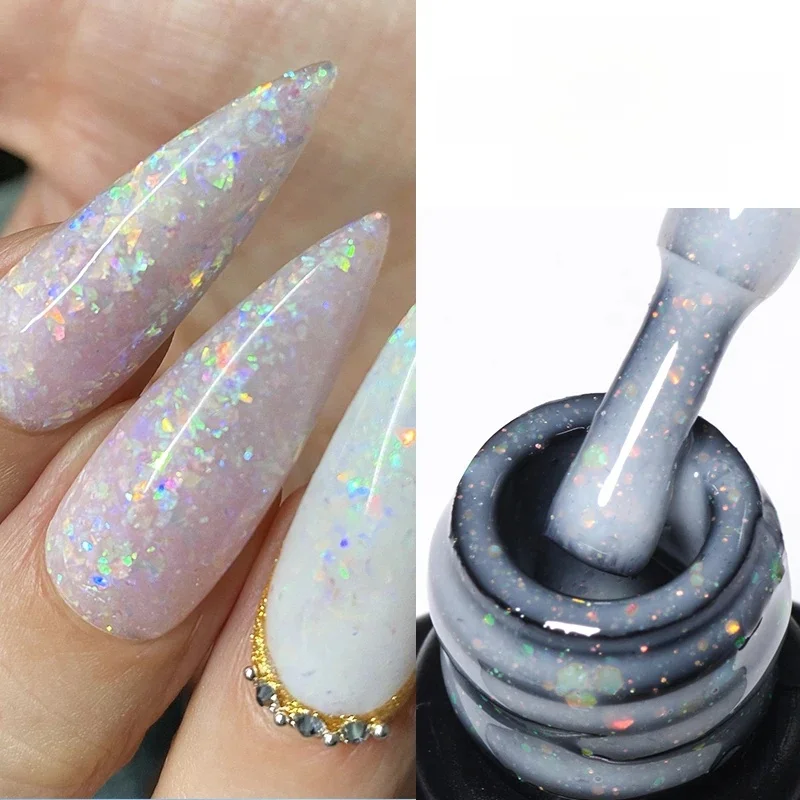 MEET ACROSS 7ml feuilles colorées Extension rapide Gel vernis à ongles pour ongles paillettes rose or feuilles Nail Art Gel vernis manucure