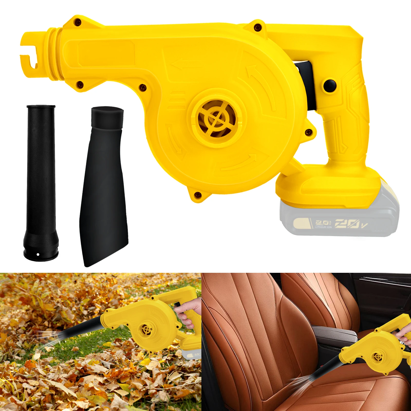 2 in 1 Cordless Air Blower & Vacuum Cleaner Electric Dust Computer Collector Leaf Duster For Dewalt 20V Battery (No Battery)