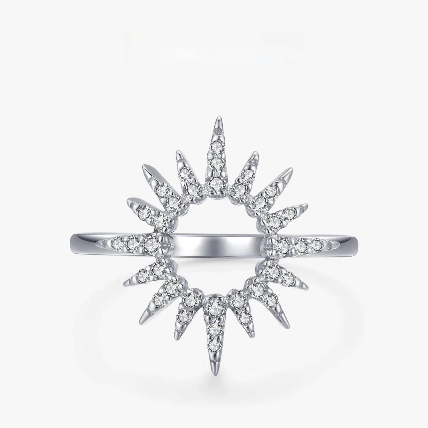 Ailmay Fashion Fine Sun Flower Sparkling Clear Zircon Finger Ring Dla kobiet 925 Sterling Silver Romantyczna biżuteria ślubna Prezent — zdjęcie 2